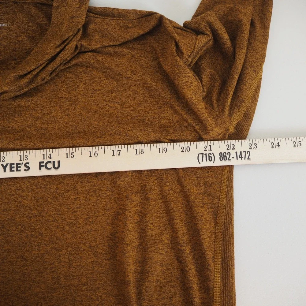 Athleta Uptempo II‎ Hoodie Sweatshirt Large Brown Heather Longsleeve Funnel Neck - Picture 5 of 9